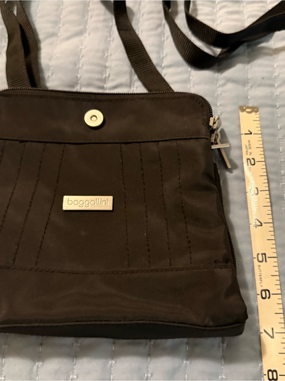 Baggallini Black Nylon Crossbody with Silver Logo Plate